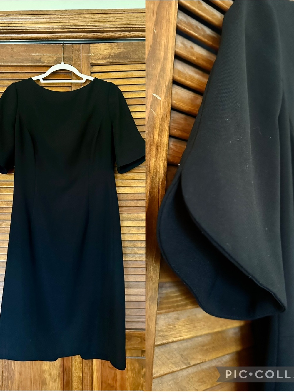 Hobbs London Black Tulip Sleeve Classic Sheath Dress size 8